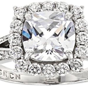 White CZ Solitaire 5.90 CTW Rhodium over 925 sterling